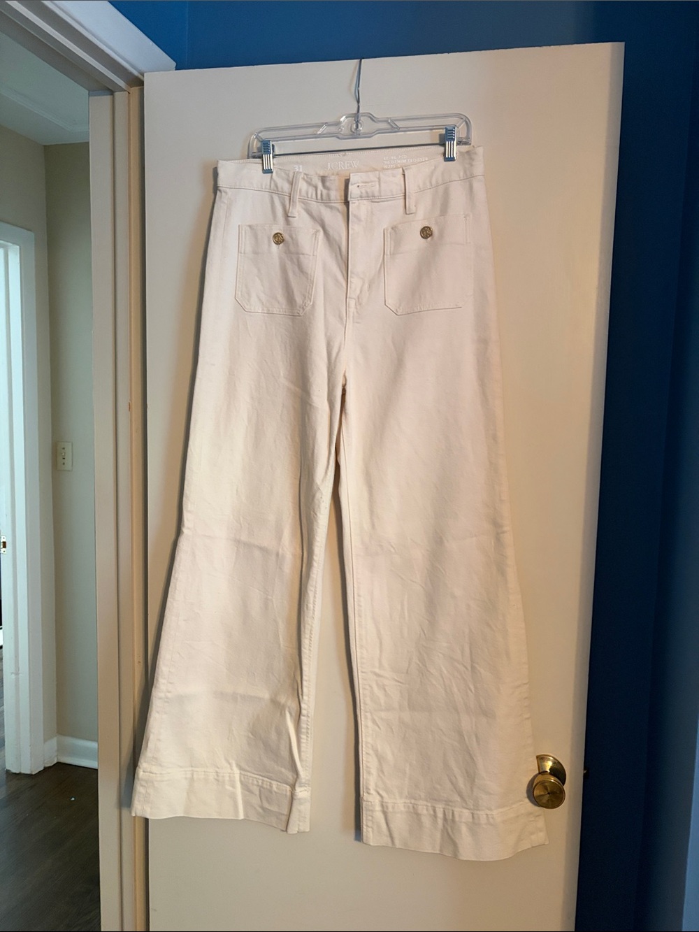J. Crew White Wide-Leg Sailor Jeans with Front Patch Pockets